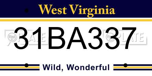 31BA337 West Virginia License Plate