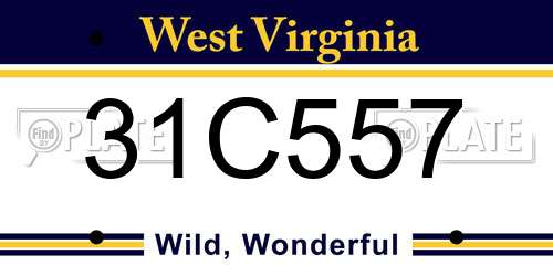 31C557 West Virginia License Plate