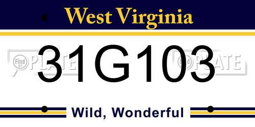 31G103 West Virginia License Plate