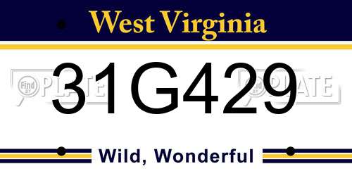 31G429 West Virginia License Plate