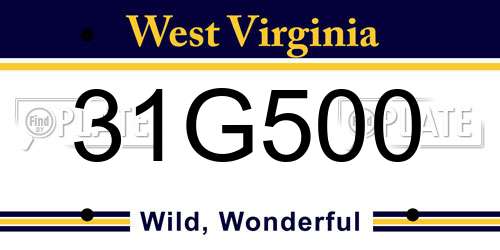 31G500 West Virginia License Plate
