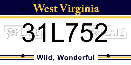 31L752 West Virginia License Plate