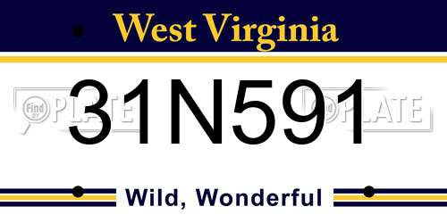 31N591 West Virginia License Plate