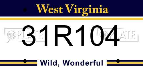 31R104 West Virginia License Plate
