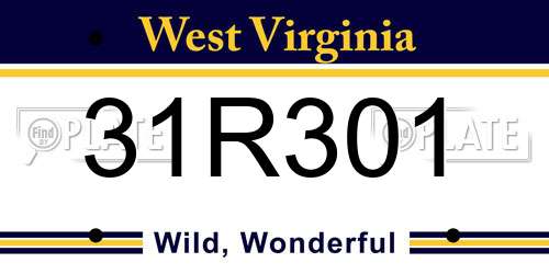 31R301 West Virginia License Plate