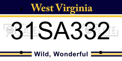 31SA332 West Virginia License Plate