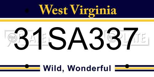 31SA337 West Virginia License Plate