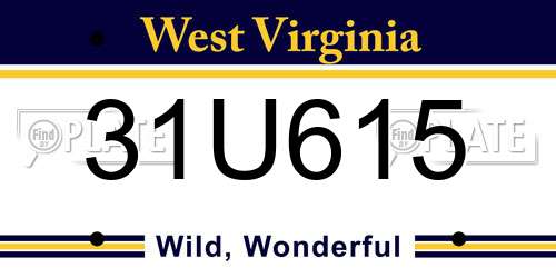 31U615 West Virginia License Plate