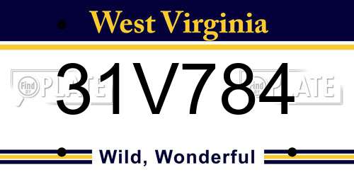 31V784 West Virginia License Plate