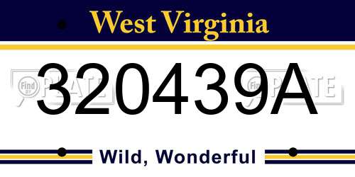 320439A West Virginia License Plate