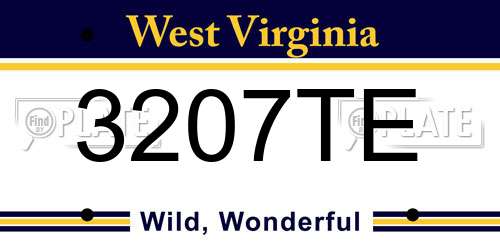 3207TE West Virginia License Plate