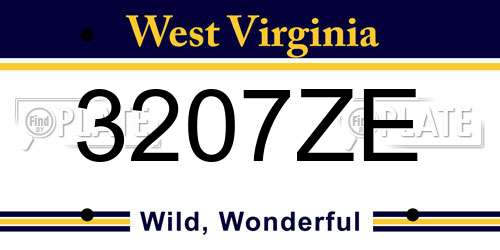 3207ZE West Virginia License Plate
