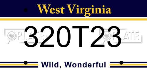 320T23 West Virginia License Plate