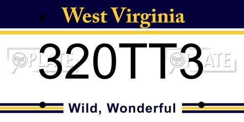 320TT3 West Virginia License Plate