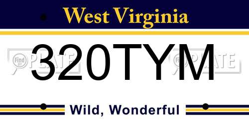 320TYM West Virginia License Plate