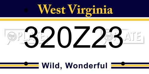 320Z23 West Virginia License Plate