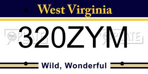 320ZYM West Virginia License Plate