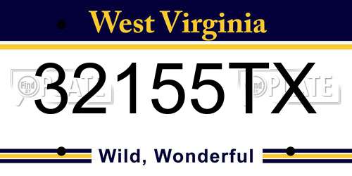 32155TX West Virginia License Plate