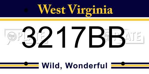 3217BB West Virginia License Plate