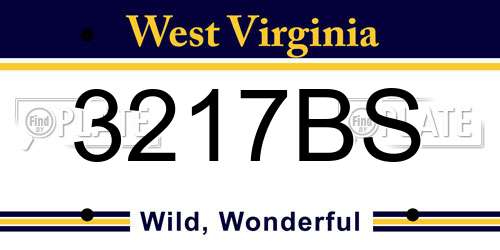 3217BS West Virginia License Plate