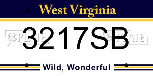 3217SB West Virginia License Plate