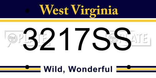 3217SS West Virginia License Plate
