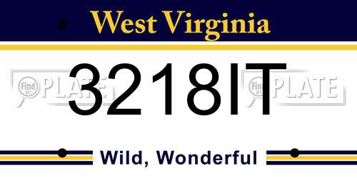 3218IT West Virginia License Plate