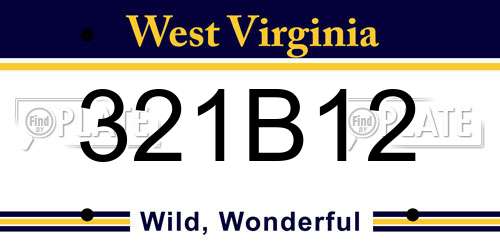 321B12 West Virginia License Plate