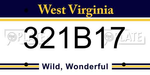 321B17 West Virginia License Plate