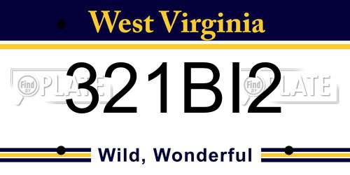321BI2 West Virginia License Plate