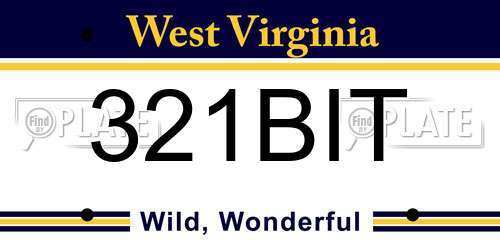 321BIT West Virginia License Plate