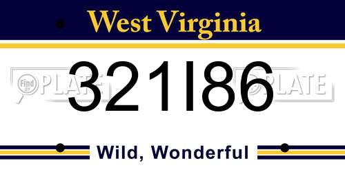321I86 West Virginia License Plate