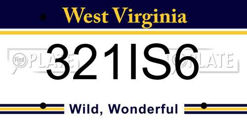 321IS6 West Virginia License Plate