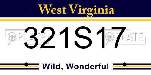 321S17 West Virginia License Plate