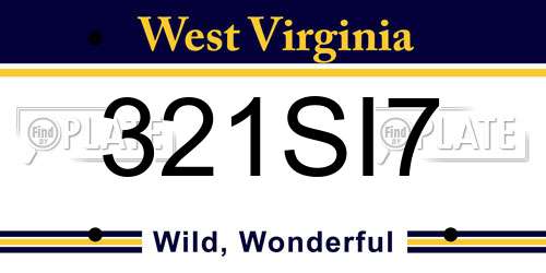 321SI7 West Virginia License Plate