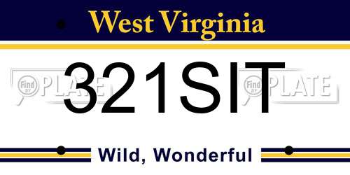 321SIT West Virginia License Plate