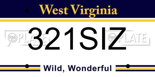321SIZ West Virginia License Plate
