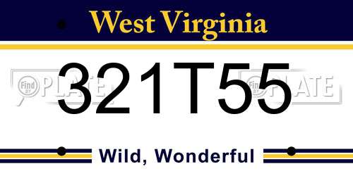 321T55 West Virginia License Plate