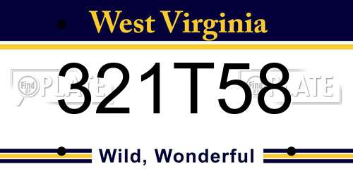 321T58 West Virginia License Plate