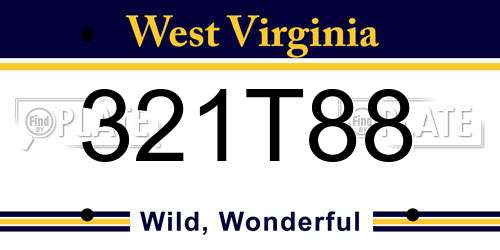 321T88 West Virginia License Plate