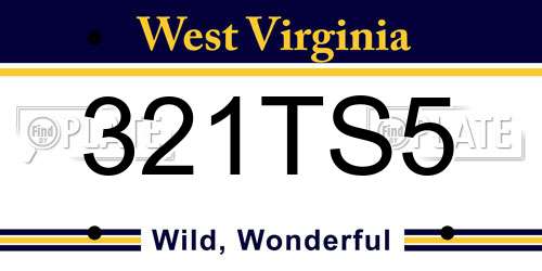 321TS5 West Virginia License Plate
