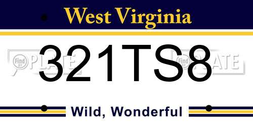 321TS8 West Virginia License Plate