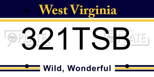 321TSB West Virginia License Plate