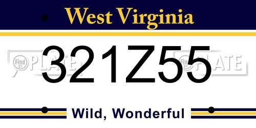 321Z55 West Virginia License Plate