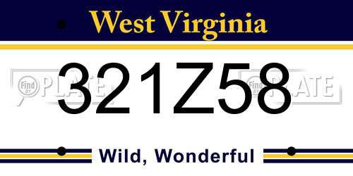 321Z58 West Virginia License Plate