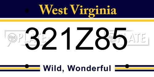 321Z85 West Virginia License Plate