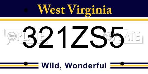 321ZS5 West Virginia License Plate