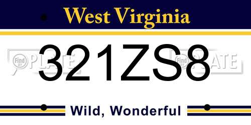 321ZS8 West Virginia License Plate