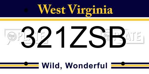 321ZSB West Virginia License Plate