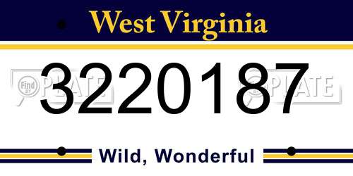3220187 West Virginia License Plate